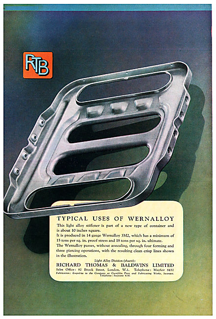 Richard Thomas & Baldwins : RTB WERNALLOY 3M2  Light Alloy.      