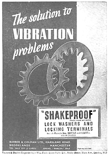 Barber & Colman Shakeproof Lock Washers For Aircraft             