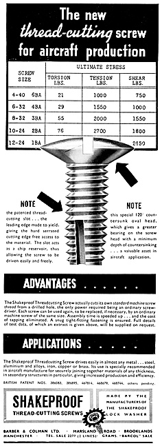 Barber & Colman Thread-Cutting Screws                            