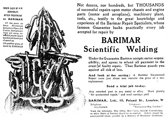 Barimar Scientific Welding 1916 Advert                           