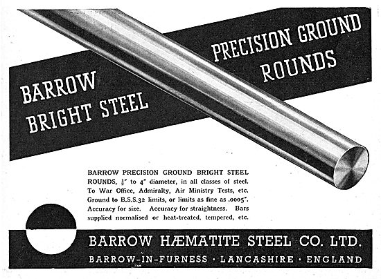 Barrow Haematite Steel Co. Precision Ground Bright Steel Rounds  