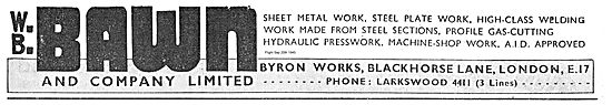 W B Bawn Hydraulic Presswork For Aircraft                        