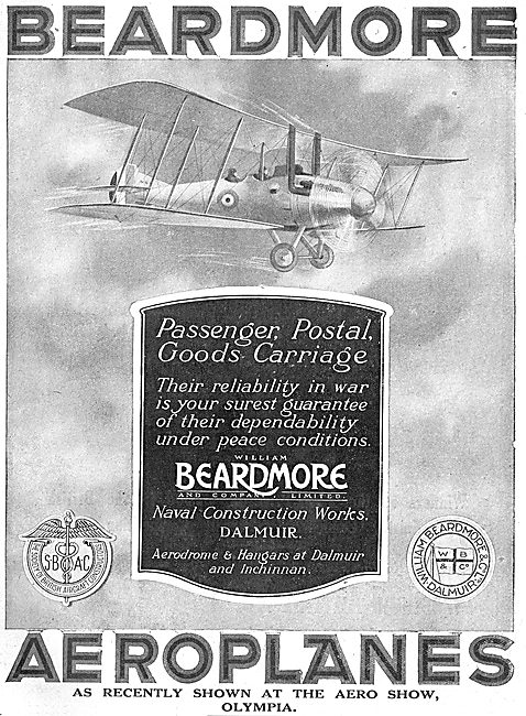 Beardmore Aircraft For Passenger, Postal & Goods Carriage        