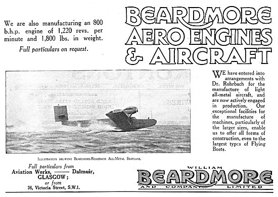 Beardmore-Rohrbach All Metal Seaplane                            