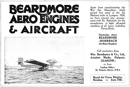 Beardmore-Rohrbach Seaplane 1925                                 