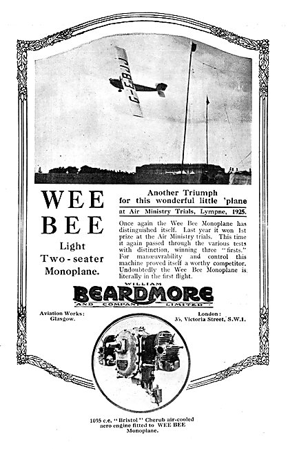 Beardmore Wee Bee Two Seater Monoplane                           