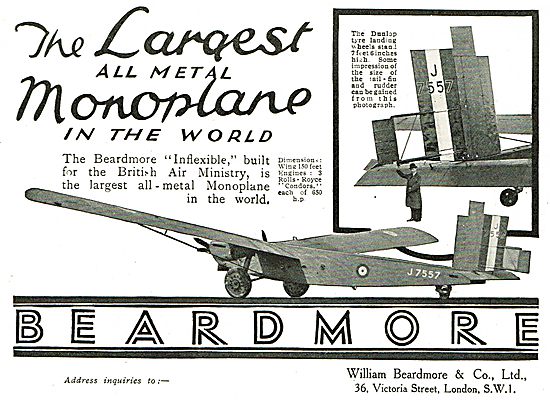 Beardmore Inflexible The Largest All Metal Monoplane In The World