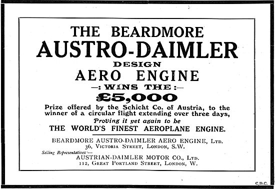 Prize Winning Beardmore Austro Daimler Aero Engines              