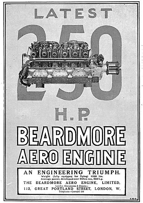 Beardmore 250 HP Aero Engines                                    