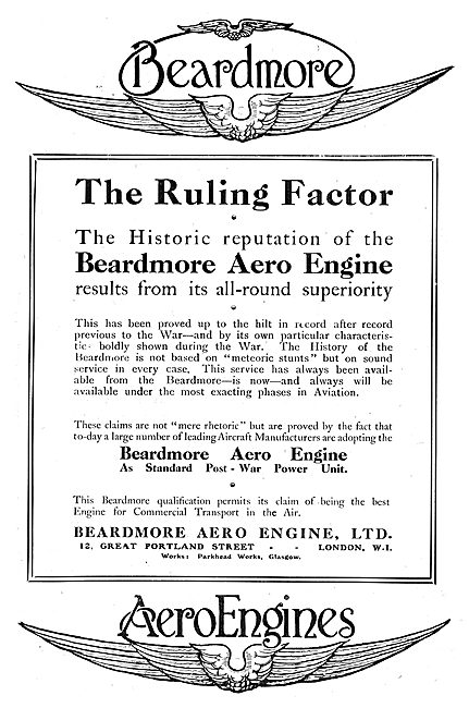 Beardmore Aero Engines For Post War Development                  