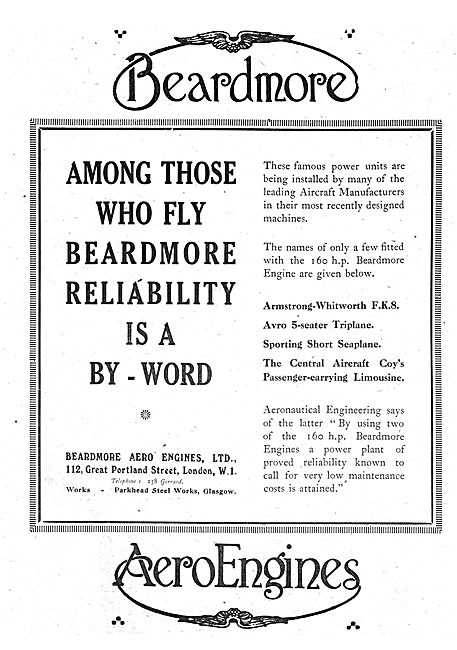 Beardmore Aero Engines - Reliability Is A By-word                
