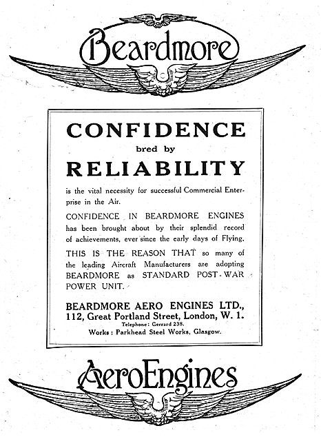 Beardmore Aero Engines - Confidence Bred By Reliability          