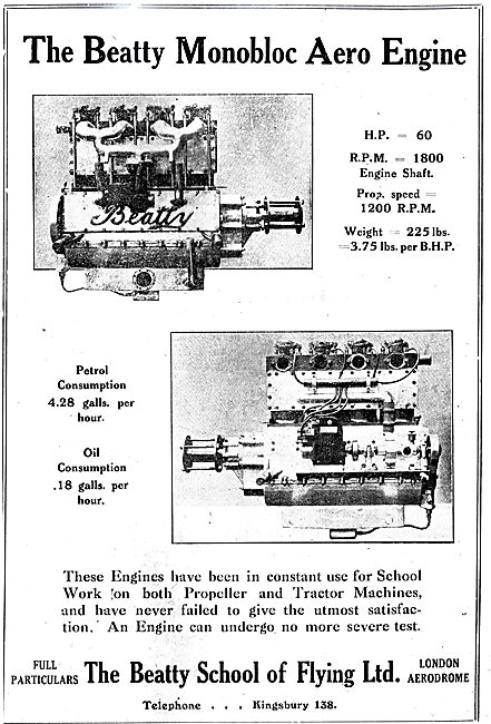 The Beatty Monobloc 60 HP Aero Engine                            