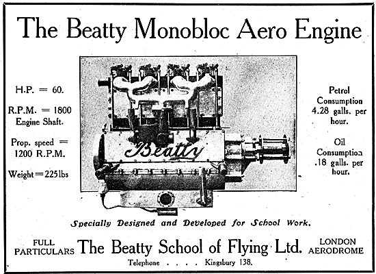 The Beatty Monobloc 60 HP Aero Engine Designed For School Use    