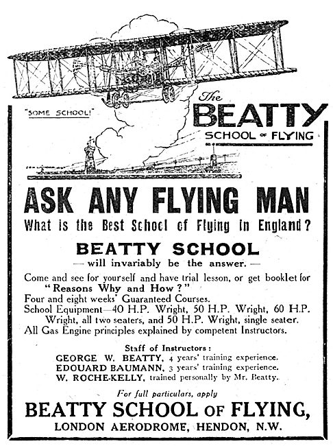 The Beatty School Of Flying 1915 - Hendon                        