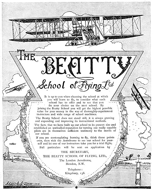 The Beatty School Of Flying 1915 Advert                          