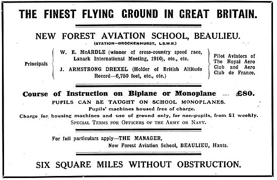 New Forest Aviation School Beaulieu - Princiapl W.E.McArdle      