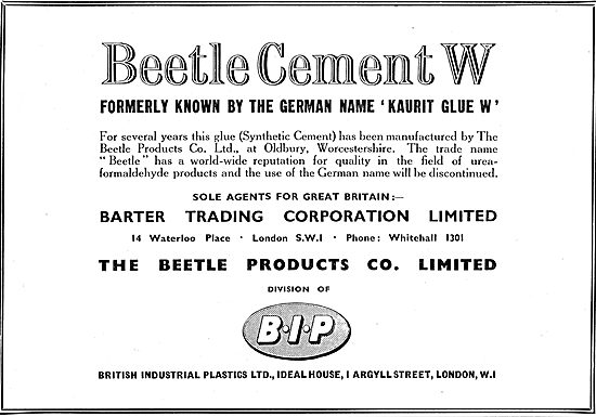 Beetle Products: British Industrial Plastics: BIP Cement W.      
