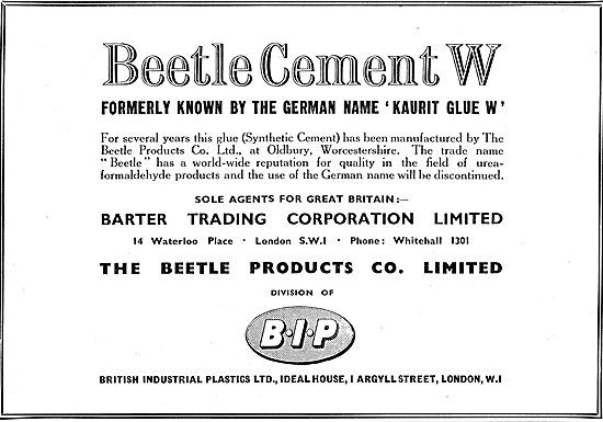 Beetle Products: British Industrial Plastics: BIP Cement W.      