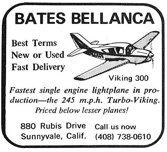 Bates Bellanca Turbo-Viking  Sunnyvale California 1969           