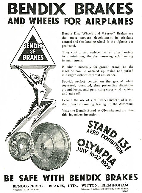 Bendix Disc Wheels & Servo Brakes For Aircraft                   