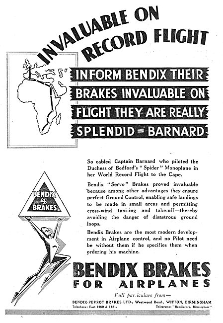 Captain Barnard Endorses Bendix Aircraft Servo Brakes            