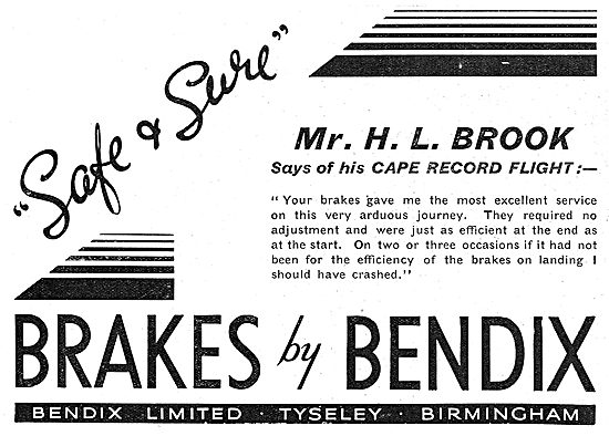 Bendix Hydraulic Brakes& Components For Aircraft. H.L.Brook      