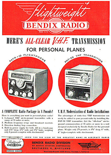 Bendix  Avionics  - Bendix VHF Comms PAT-50 VHF                  