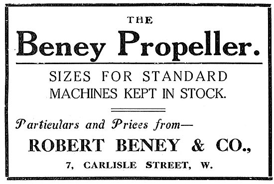 Beney Aeroplane Propellers - 7 Carlise St. London                