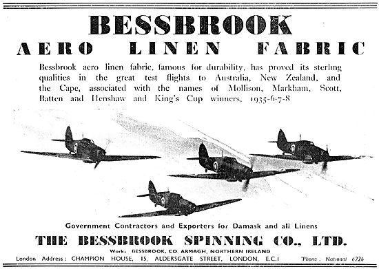 Bessbrook Spinning. Armagh. Aero Linen Fabric                    