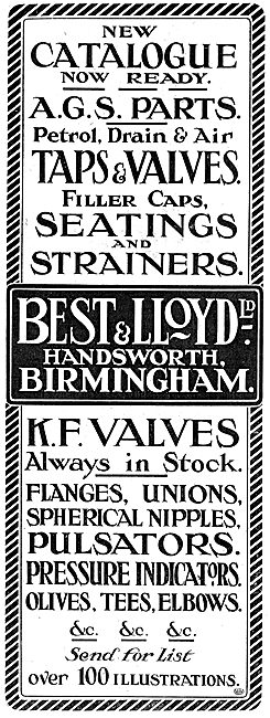 Best & Lloyd. Handsworth, Birmingham, - AGS Parts, Taps & Valves 
