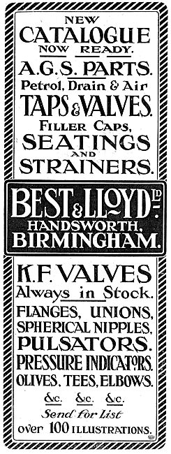 Best & Lloyd. Handsworth, Birmingham, - AGS Parts, Taps & Valves 