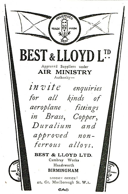 Best & Lloyd - Air Ministry Approved Brass & Copper Fittings     