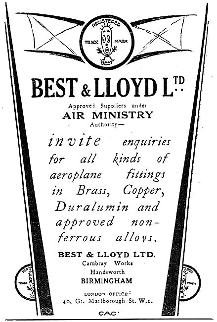 Best & Lloyd - Air Ministry Approved Brass & Copper Fittings     