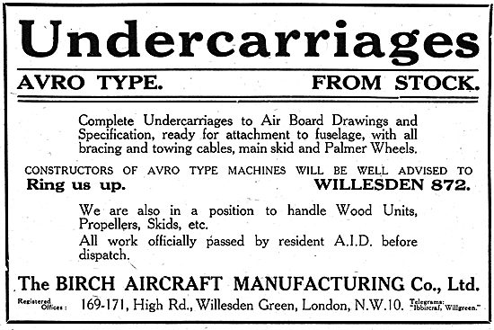 The Birch Aircraft Mfg Co. 169-171 High Rd, Willesden Green. NW10