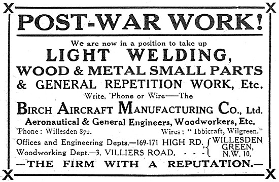 The Birch Aircraft Manufacturing Company. Repetition Work        