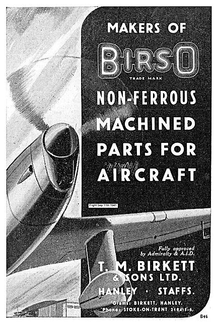 T M Birkett Non Ferrous Machined Parts For Aircraft              