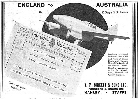 T M Birkett Founders & Aero Engineers.                           