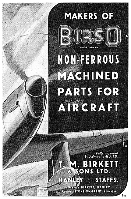 T.M.Birkett Birso Non-Ferrous Machined Parts For Aircraft        