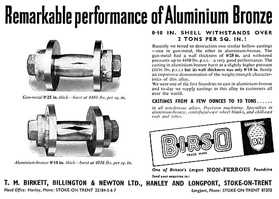 T.M.Birkett BIRSO Castings In Non-Ferrous Alloys                 