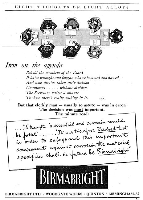 Birmabright Steel Sheet & Castings 1942 Advert                   