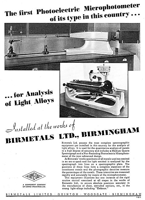 Birmetals Aluminium Alloys - Microphotometer                     