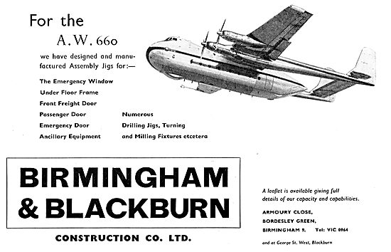 Birmingham & Blackburn - Asembly Jigs For The AW 660 Argosy      