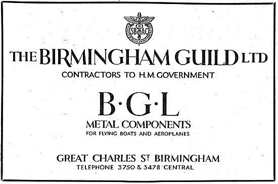 The Birmingham Guild. Metal Components For Aircraft              