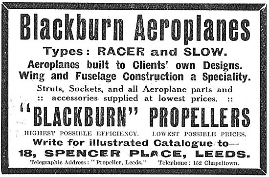 Blackburn Aeroplanes - Types: Racer And Slow                     