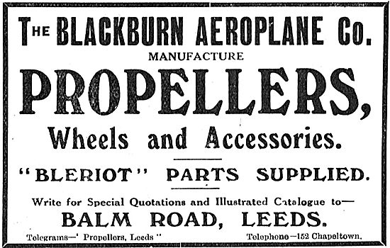 Blackburn Aeroplane Accessories: Bleriot Parts Supplied.         