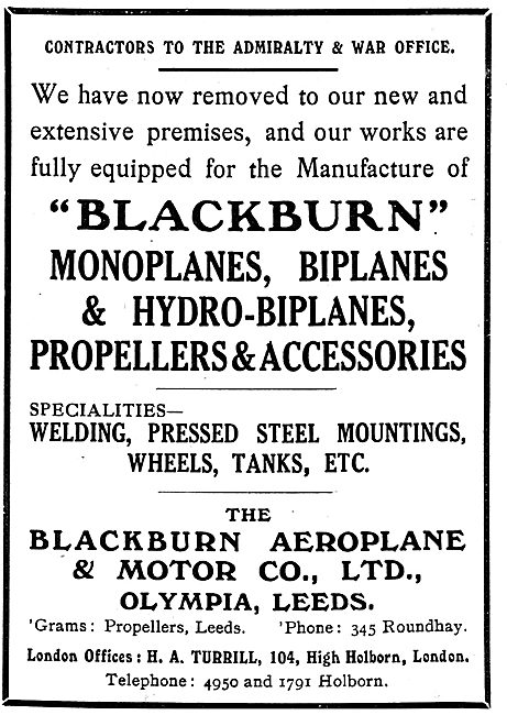 The Blackburn Aeroplane Co - Manufacturers Of Aeroplanes         