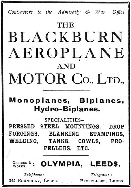 Blackburn Monoplanes, Biplanes & Hydro-Biplanes                  