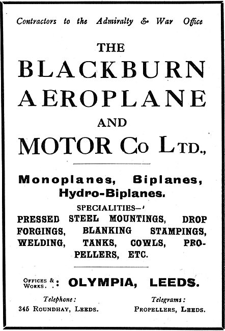 Blackburn Monoplanes Biplanes & Hydroplanes                      