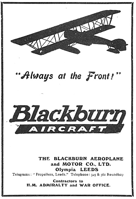 Blackburn Aircraft & Components 1916 Advert                      